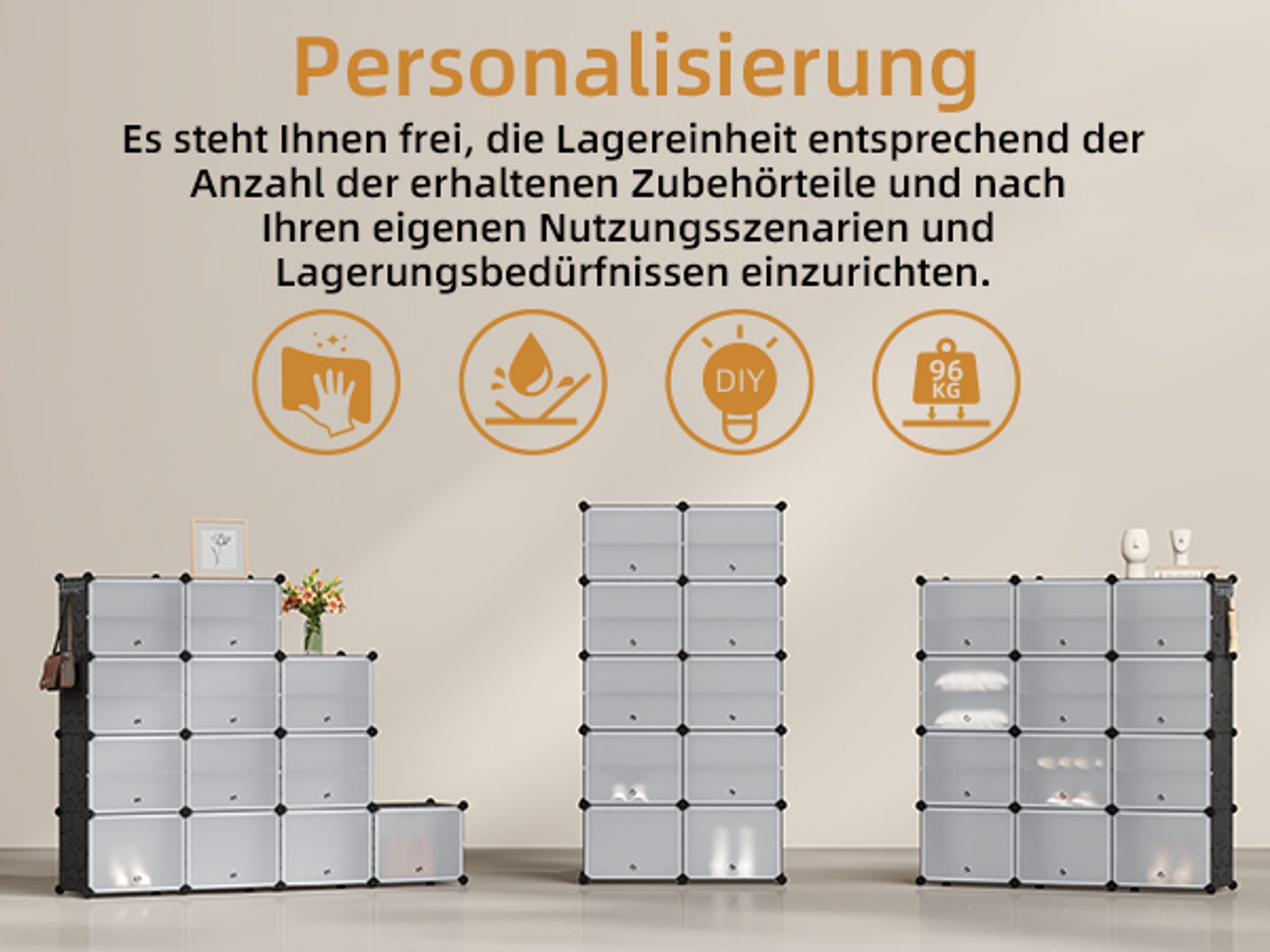 Mondeer DIY Schuhschrank 3x7 Stufiger Kunststoff-Schuhregal Modular Schuhaufbewahrung mit Tür für 42 Paar Schuhe Platzsparend für Flur Schwarz