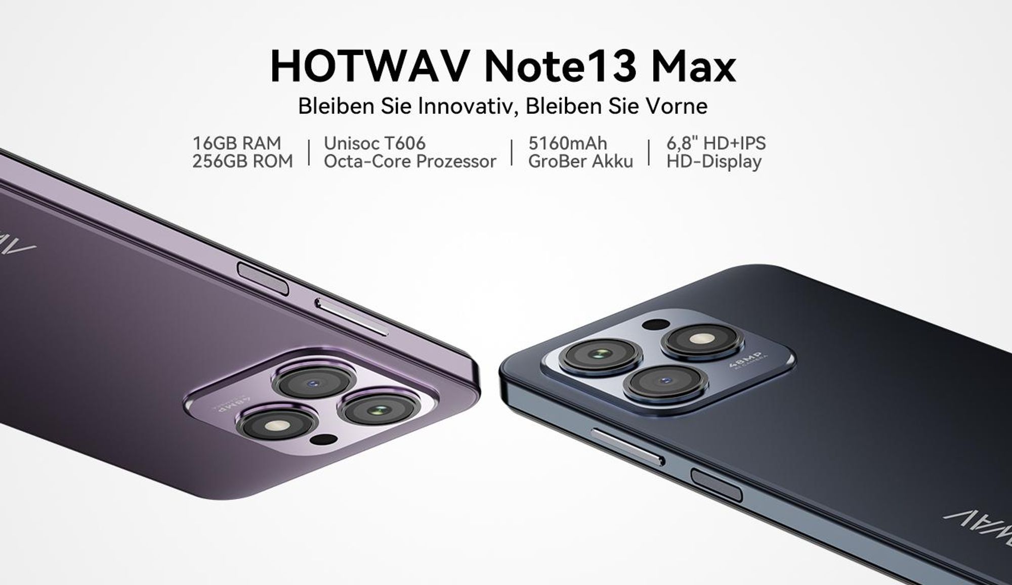 HOTWAV Smartphone Android, 16+256 GB/1 TB Handy, 5160 mAh, Smartphone ohne Vertrag, Android handy, Dual-SIM, Angebot Smartphone, Mobiltelefon