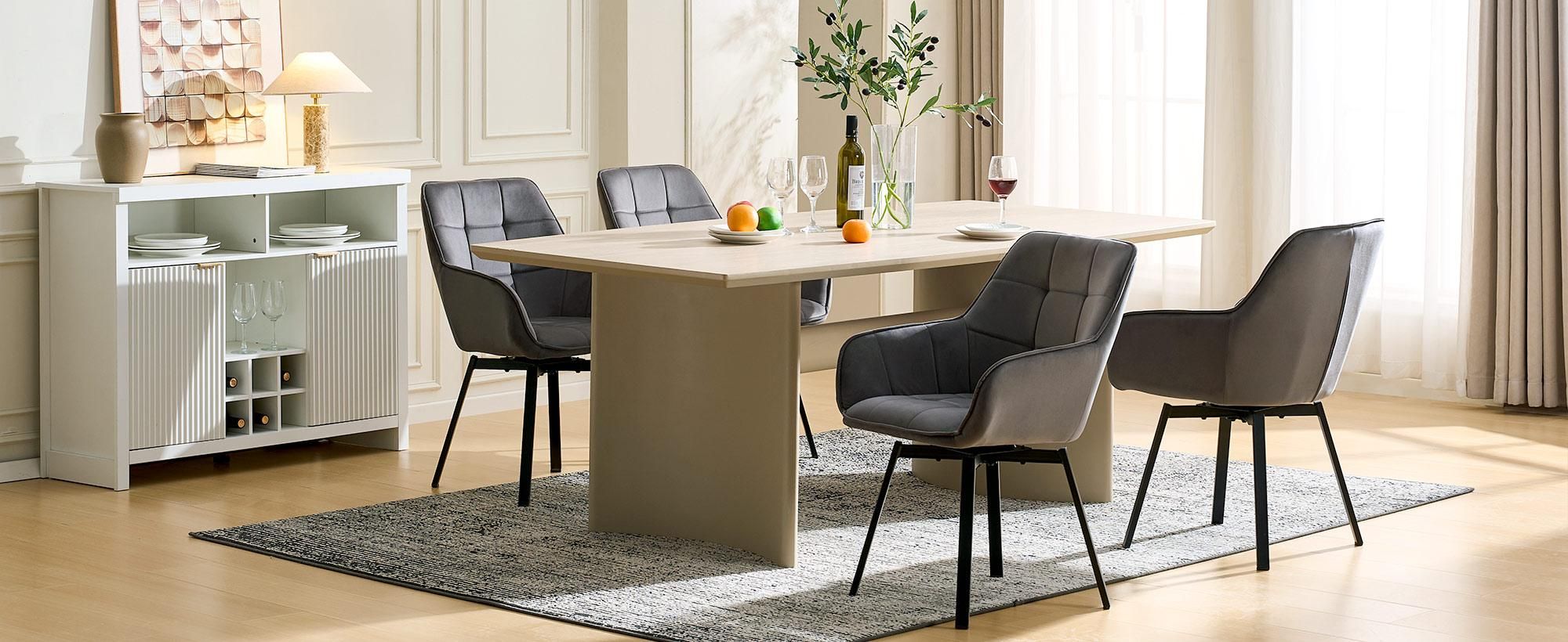 CLIPOP Esszimmerstühle 2er Set, Esszimmerstühle Drehbar Samt gepolstert Sessel für Esszimmer Küche, Grau
