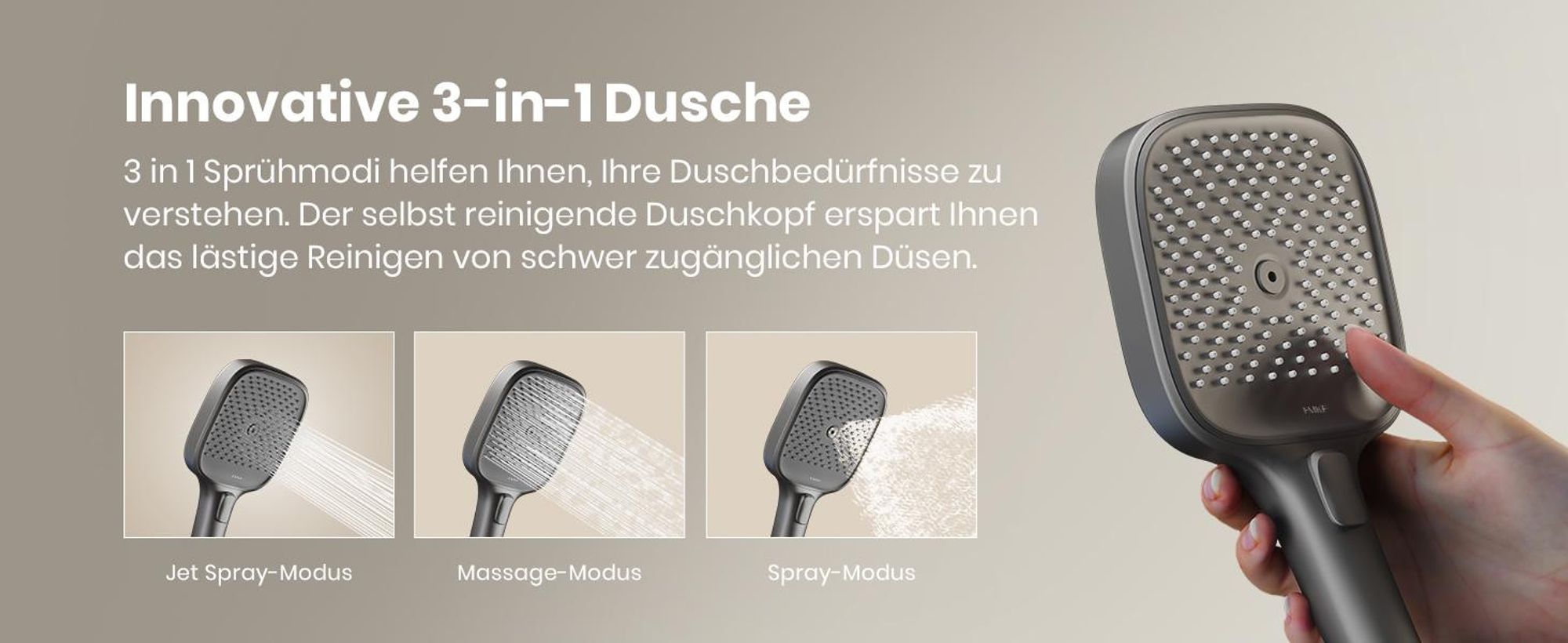 EMKE® Duschsystem mit Thermostat Matt Anthrazit mit Kinderdusche, Digitalanzeige & Chlorfilter 4 Ausgänge Familienfreundlich Duschsäule F23