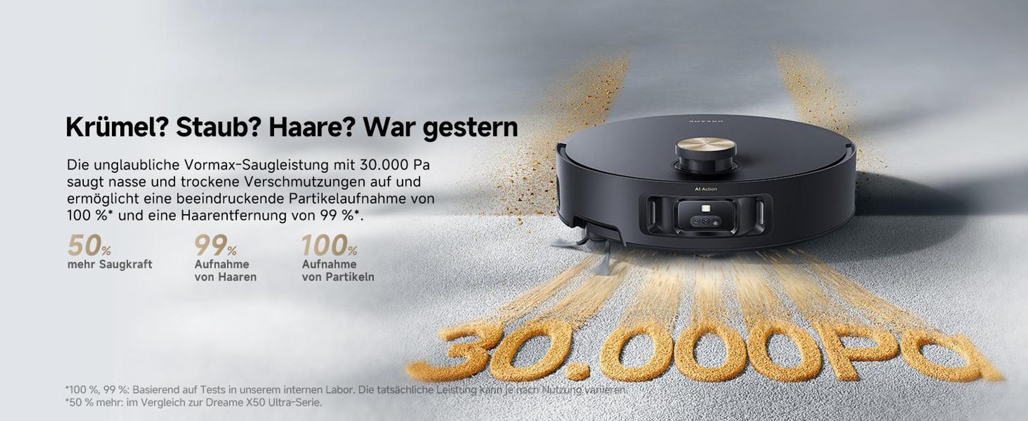 Dreame Aqua10 Roller Staubsauger Roboter mit Wischfunktion,30kPa Saugkraft,KI-Navigation,Heißwasserwaschen,Heißlufttrocknung,0 Tangle,Selbstreinigung