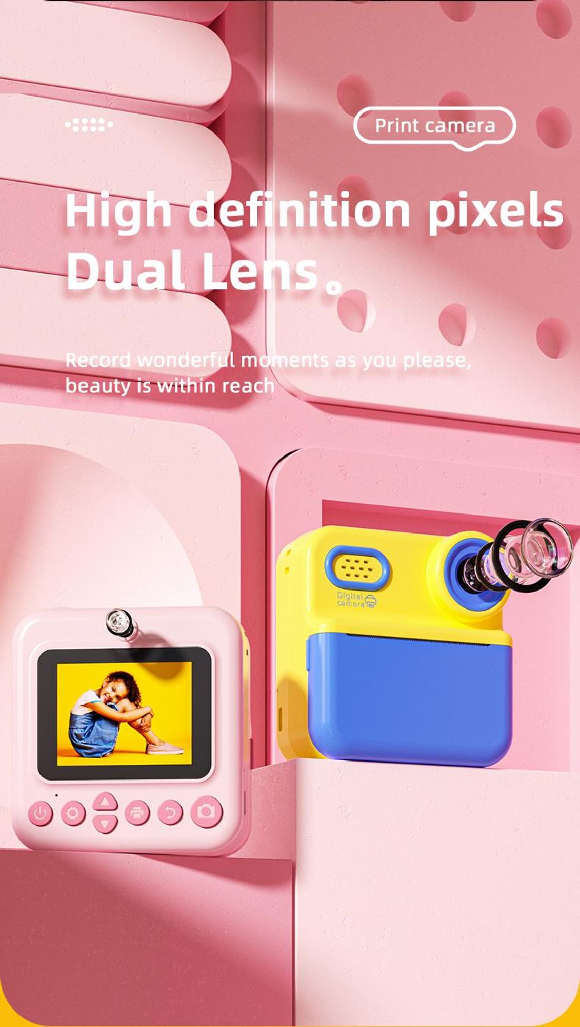 ZELURXX Kinder Sofortbildkamera, 48MP Foto, 1080P Video, 16X Zoom, 2.4" IPS Display, Dual-Kamera, 4h Akku, tragbar, Druckfunktion, Grün