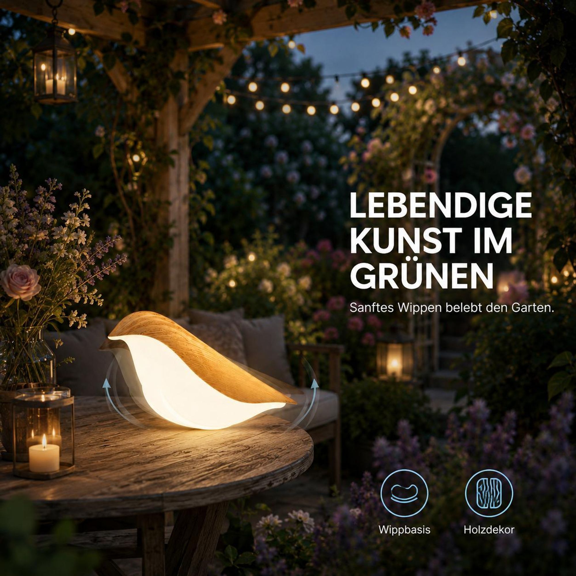 Nachtlicht USB Vogel Lampe kabellos Akku Nachttisch Lampe Touch Dimmbar Wippe Basis Abnehmbar Led Tischlampe für Schlafzimmer Balkon Geschenke Deko