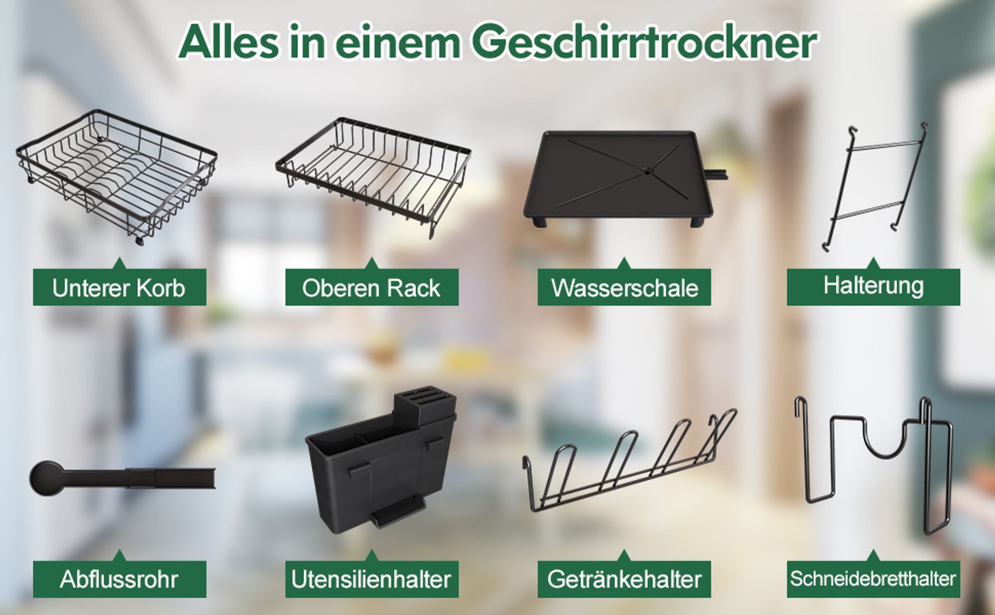 Abtropfgestell Geschirr, 2-Stufiges Geschirrabtropfgestell mit Abtropfschale und Abtropfmatte, Edelstahl-Abtropfgestell mit Utensilienhalter