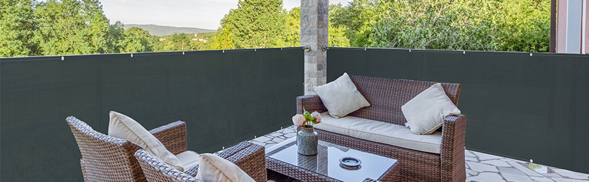 Sekey Balkon Sichtschutz Balkonabdeckung Oxford Blickdicht Wasserdicht, 80x300cm