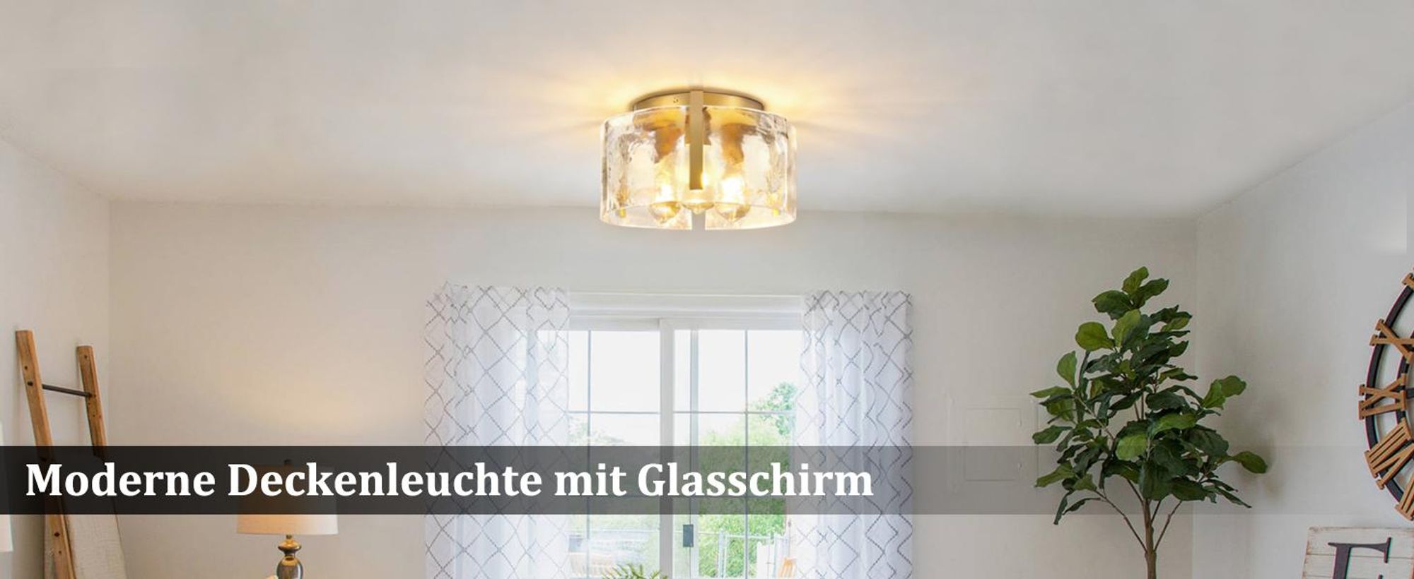 Deckenleuchte Moderne Golden Deckenlampe mit Glasschirm E27 3-Flammige Kronleuchter für Wohnzimmer, Flur, Esszimmer