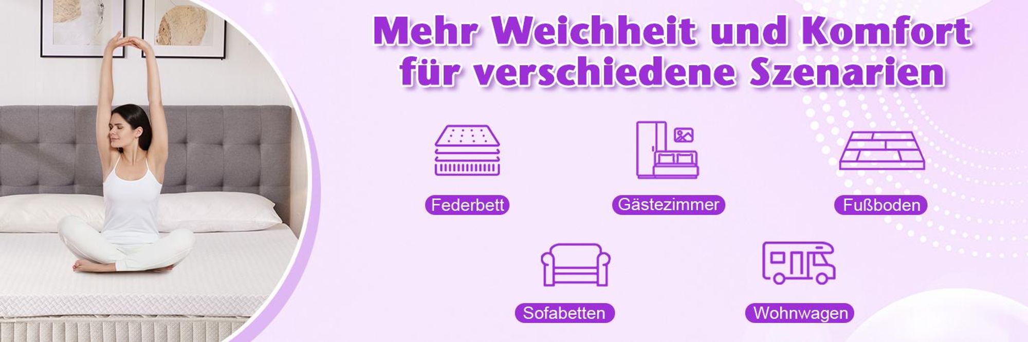 WENTA Matratzentopper 120x200cm, H2 weich Topper Gel Memory Schaum, 5 cm hoch, Rutschfest, Ergonomisch für Boxspringbett, Schlafsofa, Wohnwage