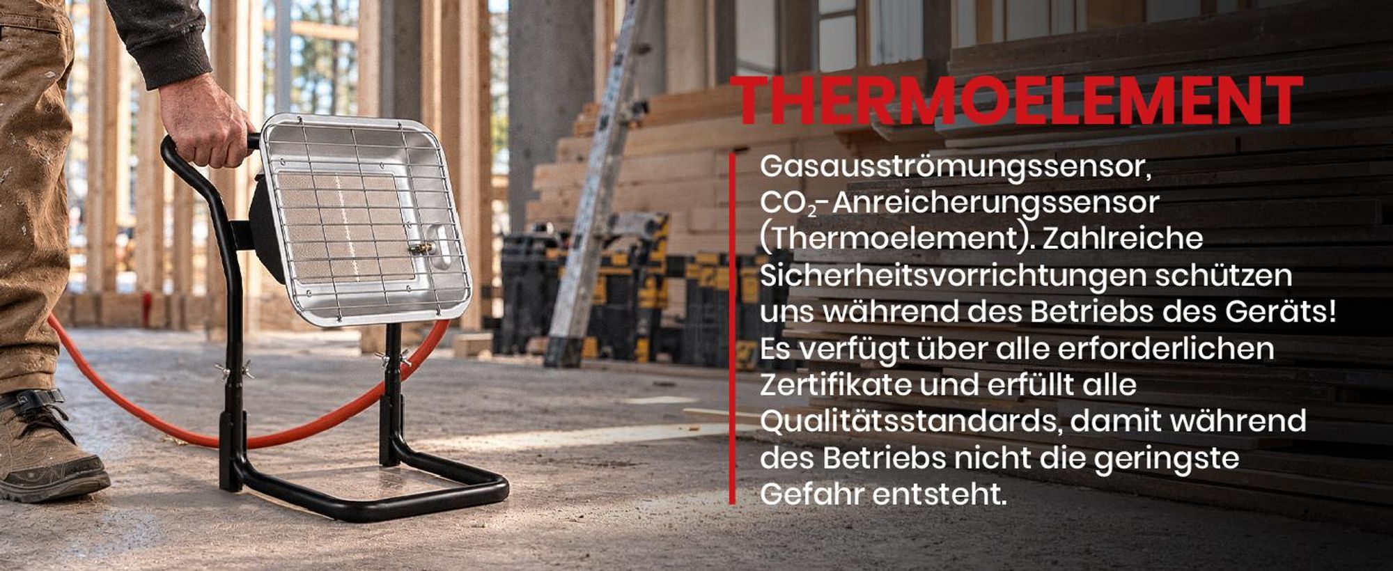 Gasheizstrahler Gazcamp Strahlende Flaschenhalter MalTec STEHEND 4,5kW Sunshine Camping inkl. Gasschlauch Gasdruckregler