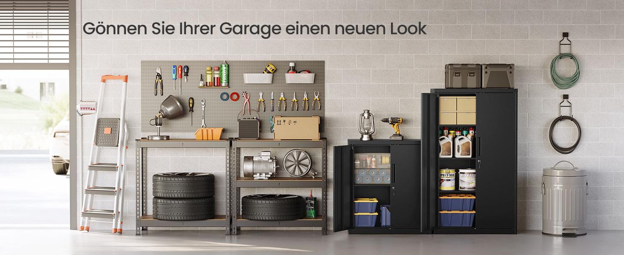 SONGMICS Stahlschrank mit 2 Türen, abschließbar, 3 verstellbare Ablagen, Aufbewahrungsschrank für Büro, 80 x 40 x 140 cm, schwarz