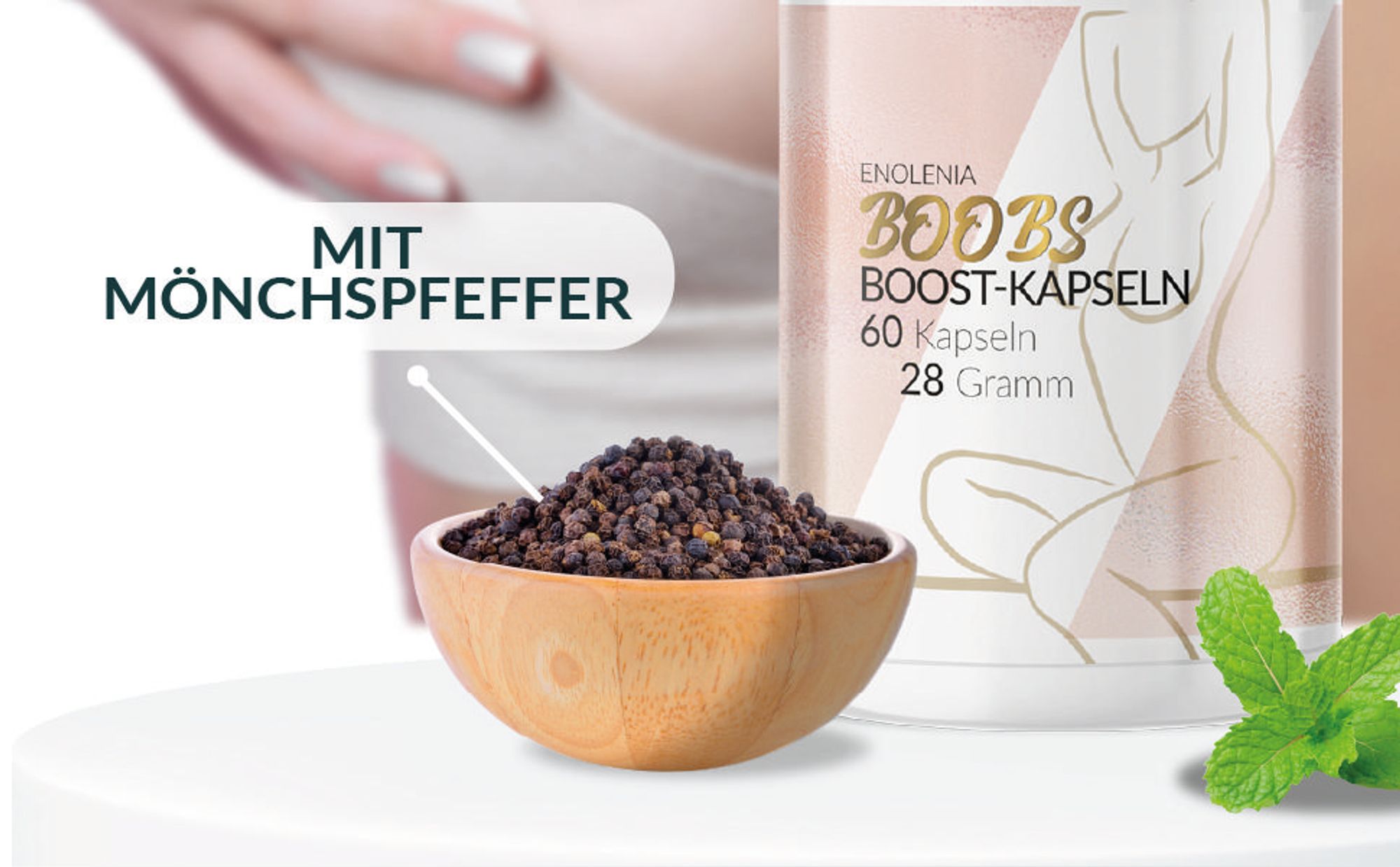 Enolenia® BoobsBoost - Push-Up Kapseln - volles Dekolleté - Brustvergrößerung Tabletten - Brust - Push Up Effekt – Brust Vergrößerung - Brust - Brüste