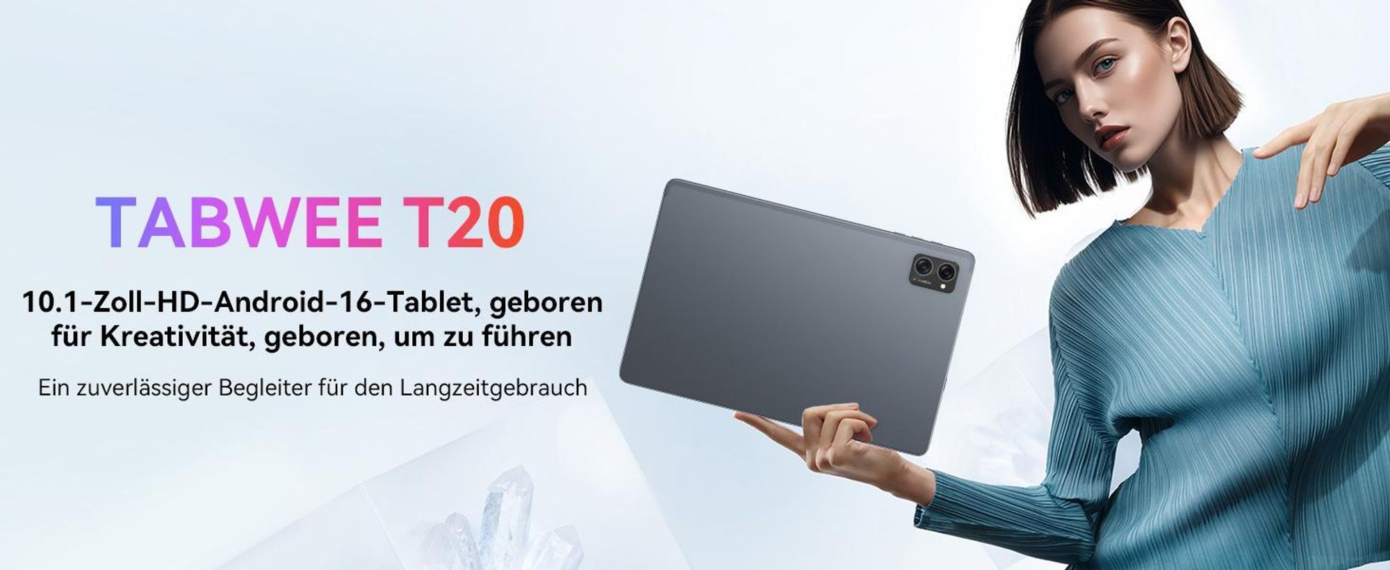 TABWEE T20 Android 16 Tablet 10.1 Zoll, 24GB(8+16) RAM+256GB ROM(2TB TF) mit Zubehör Tablet-PC, Widevine L1, 5G WiFi, Gemini Al