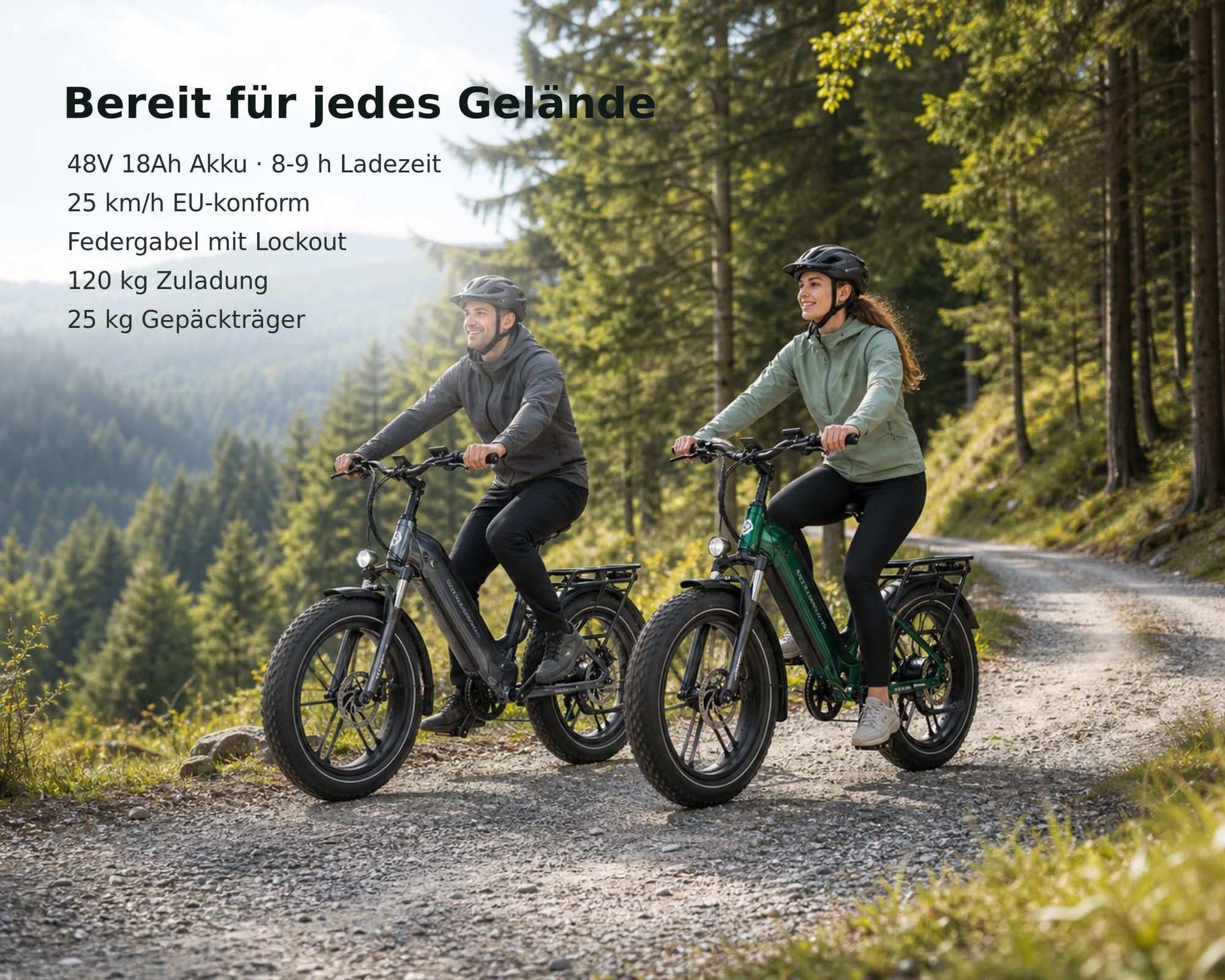 20 Zoll Fatbike E-Bike mit 864Wh Akku und bis zu 120 km Reichweite, 250W Heckmotor mit 60 Nm Drehmoment, Shimano 7-Gang, Fatbike-Reifen mit Federgabel