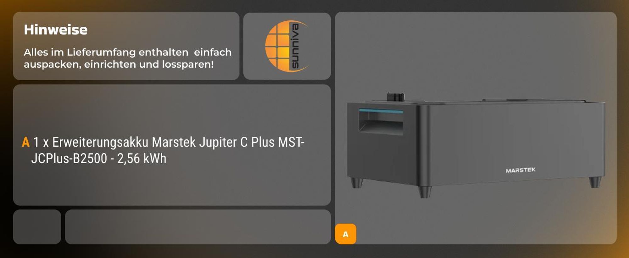 Speicher MARSTEK Jupiter C + Plus Erweiterungsakku Solarspeicher 2,56kWh LiFePO4 Solarakku für PV Systeme Balkonkraftwerk 6000 Zyklen, WIFI uBluetooth