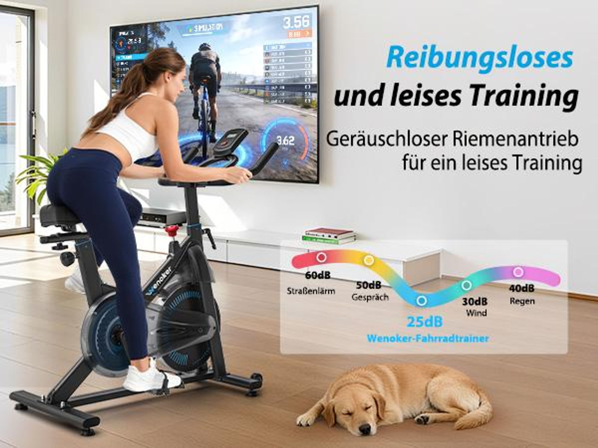 [2026 MODELL] Wenoker Heimtrainer Fahrrad mit Verstellbarem Magnetwiderstand, Ergometer Hometrainer Fahrrad mit APP, Leises Fitnessbike Bis 160kg