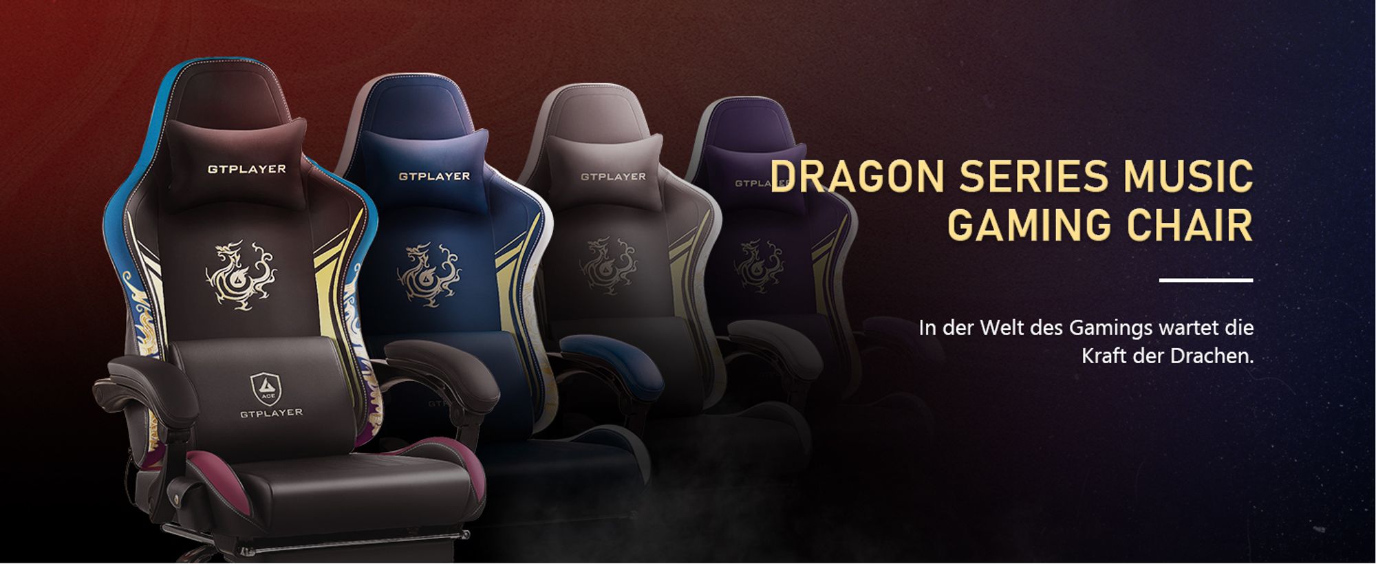 GTPLAYER Gaming Stuhl Gamer Stuhl mit Bluetooth-Lautsprechern und Fußstütze, Dragon Series Bürostuhl, Ergonomischer Drehsessel, Computerstuhl Grau