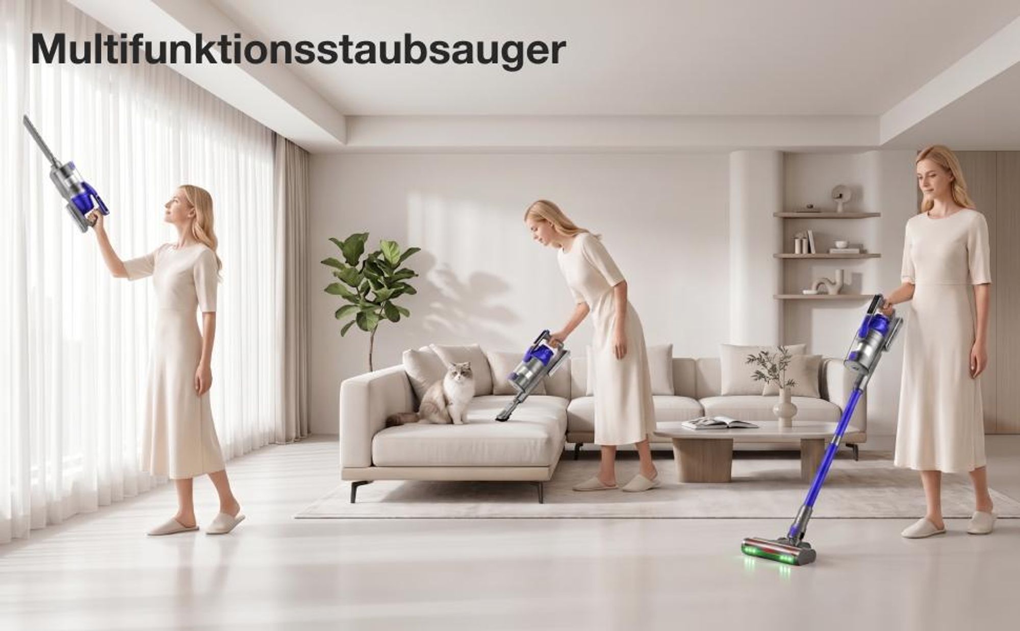 Akku staubsauger 89000 Pa,750W/70mins staubsauger kabellos,2.5L Staubbehälter,LCD-Display, abnehmbarer Akku