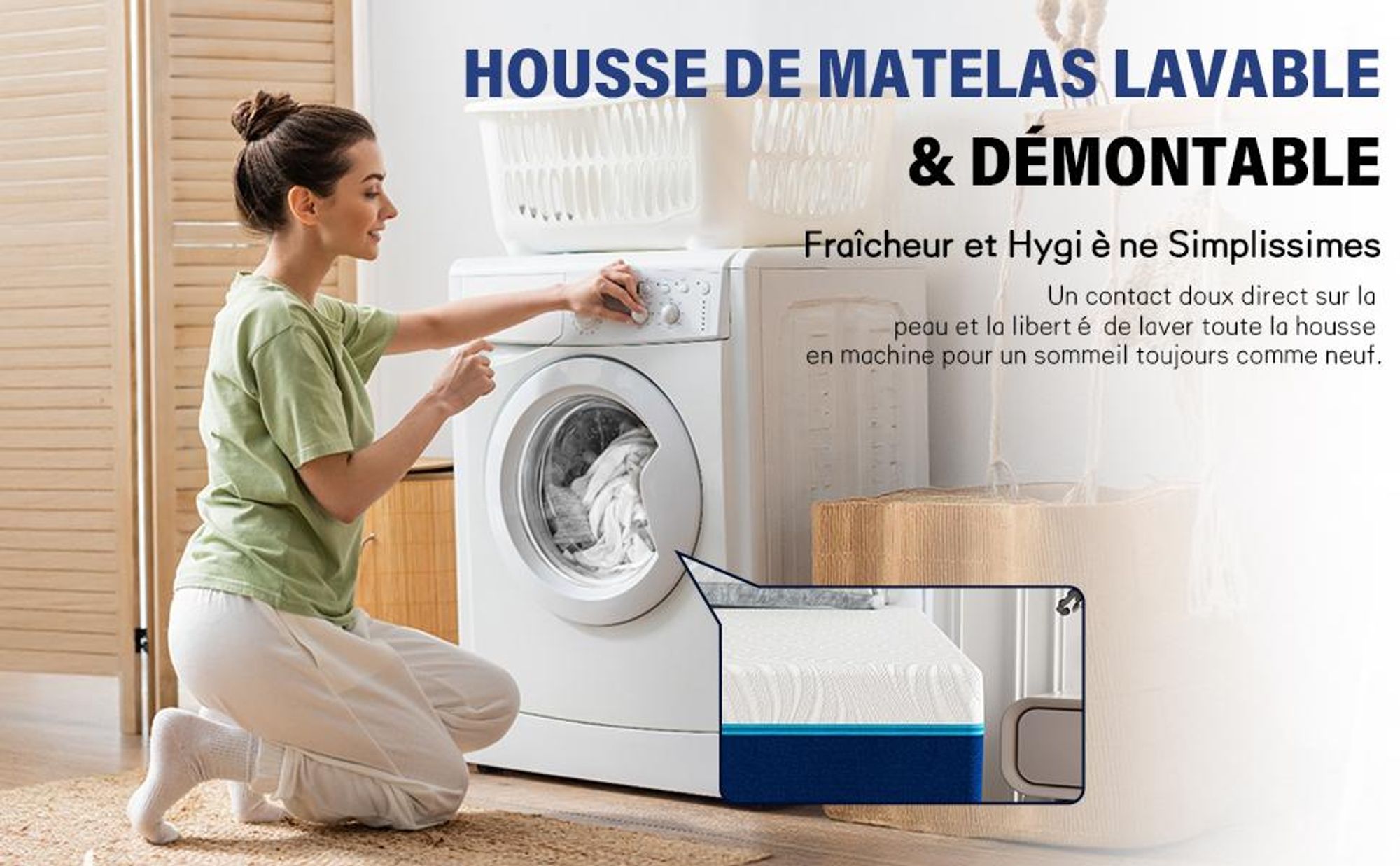 DEWINNER Matelas a Memoire de Forme en Mousse et Ressorts 20 cm Épaisseur Matelas 7 Zones Ergonomique, Hypoallergénique, Soutien Optimal, Confort