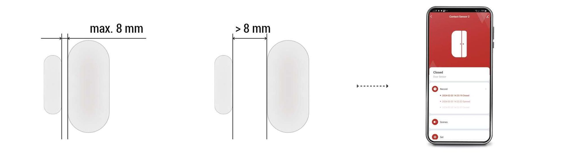 EMOS GoSmart - Smart Home Fenster- und Türsensor mit App - Zigbee - kabellos - 3M-Klebeband, inkl. Batterie - Google Home und Alexa kompatibel, H5021