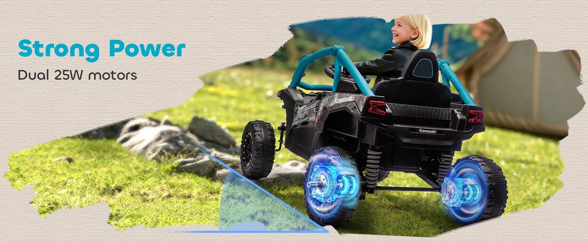 AIYAPLAY – elektryczny samochód dla dzieci 12 V, dziecięcy pojazd UTV z 2 silnikami, pilotem i diodami LED