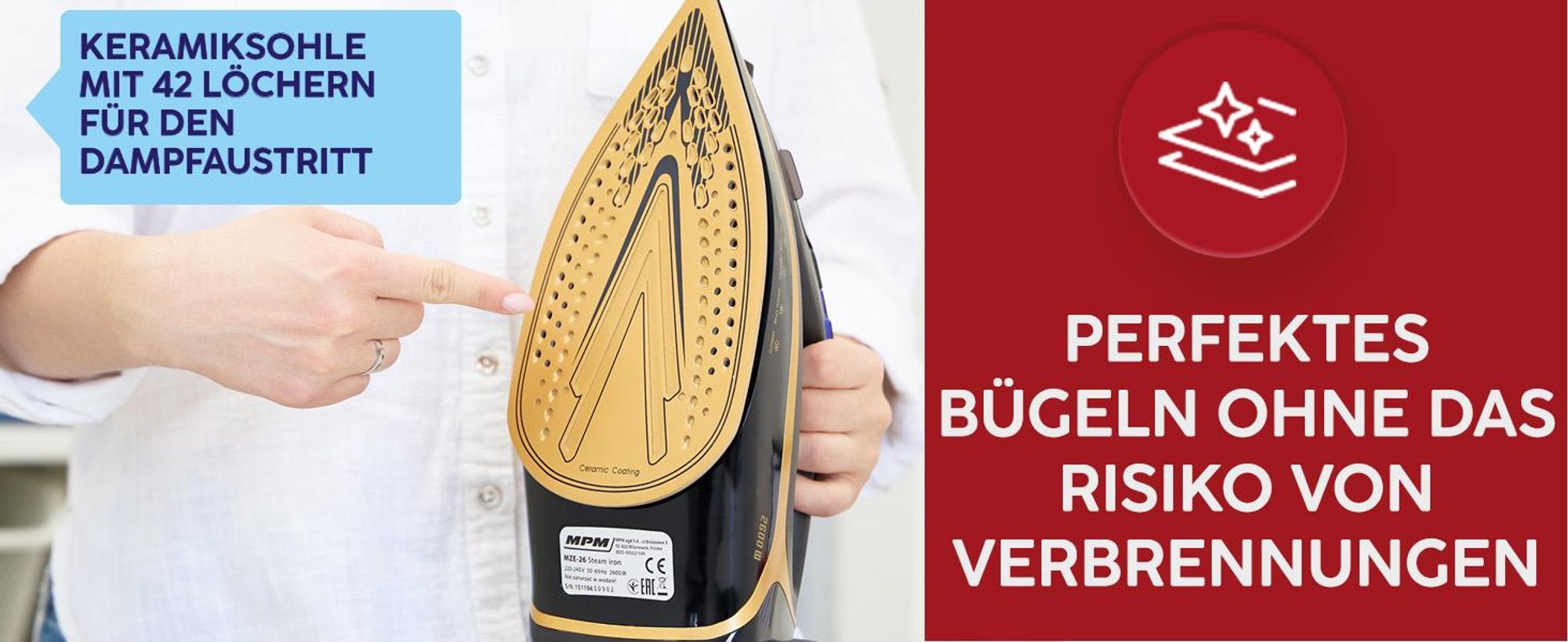 Dampfbügeleisen – Bügeleisen – Kabelloses Bügeleisen MPM MZE-26