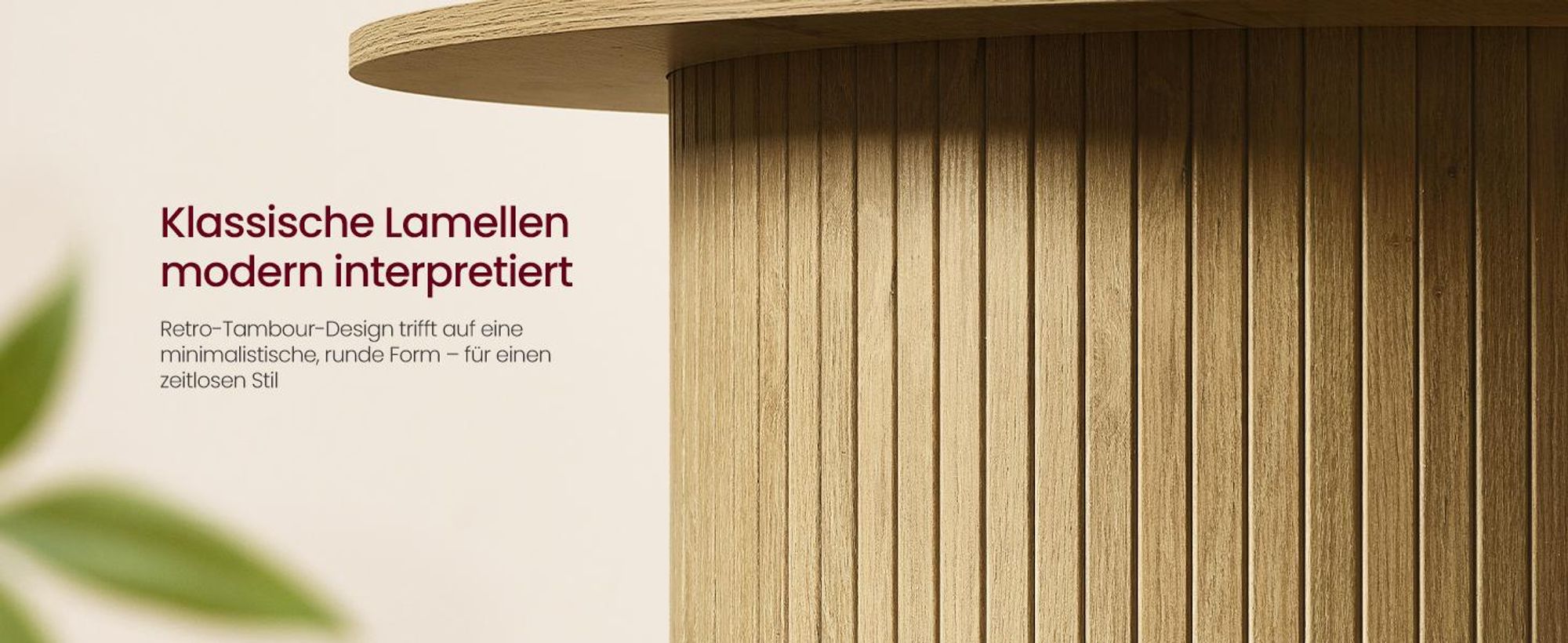 VASAGLE MIRIANA Kollektion - Couchtisch rund, Wohnzimmertisch, Kaffeetisch, Tambour-Design, Mid-Century-Modern-Stil, einfache Montage, für Homeoffice