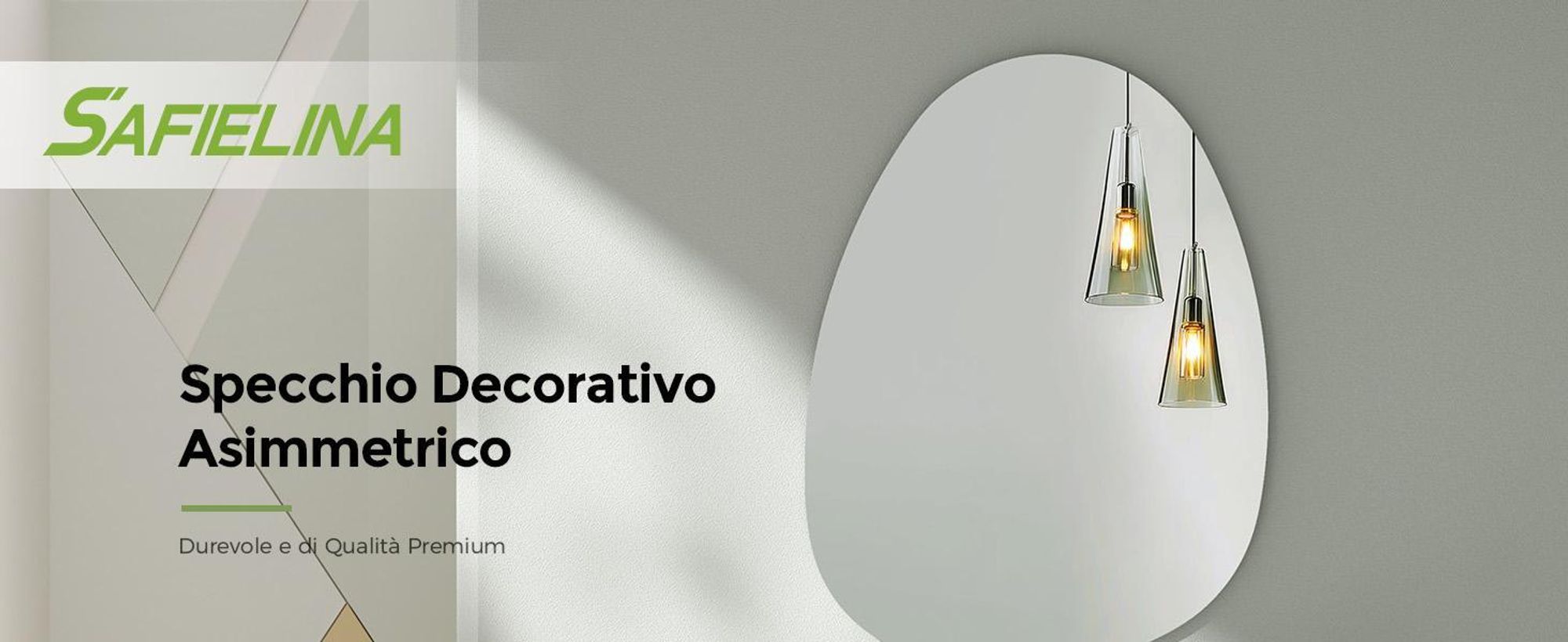 S'AFIELINA specchio da parete asimmetrico 85×50 cm senza cornice specchio da soffitto specchio da bagno per soggiorno, bagno e camera da letto