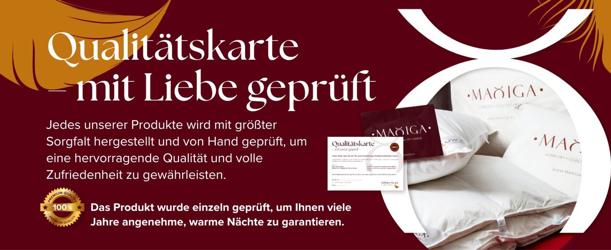 Maxiga Daunenkissen 80x80 cm 100 % DAUNE | Füllgewicht 2000g | Für Allergiker geeignet | -Zertifikat Klasse 1 | Atmungsaktiver, Baumwollbezug