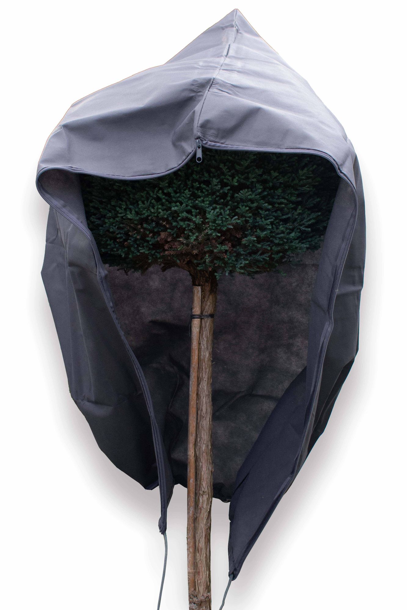 80 x 100 cm Premium XXL Winterschutz für Pflanzen grau Kübelpflanzen Winterschutzcover draußen Haube Reißverschluss Zugband Pflanzenschutzhaube