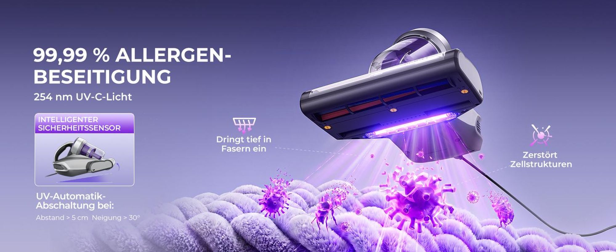 JIMMY JV35 Milbensauger für Matratzen, UV-C-Licht, 700 W, 60 °C Heißluftfunktion, Dual-Zyklon-Filtersystem