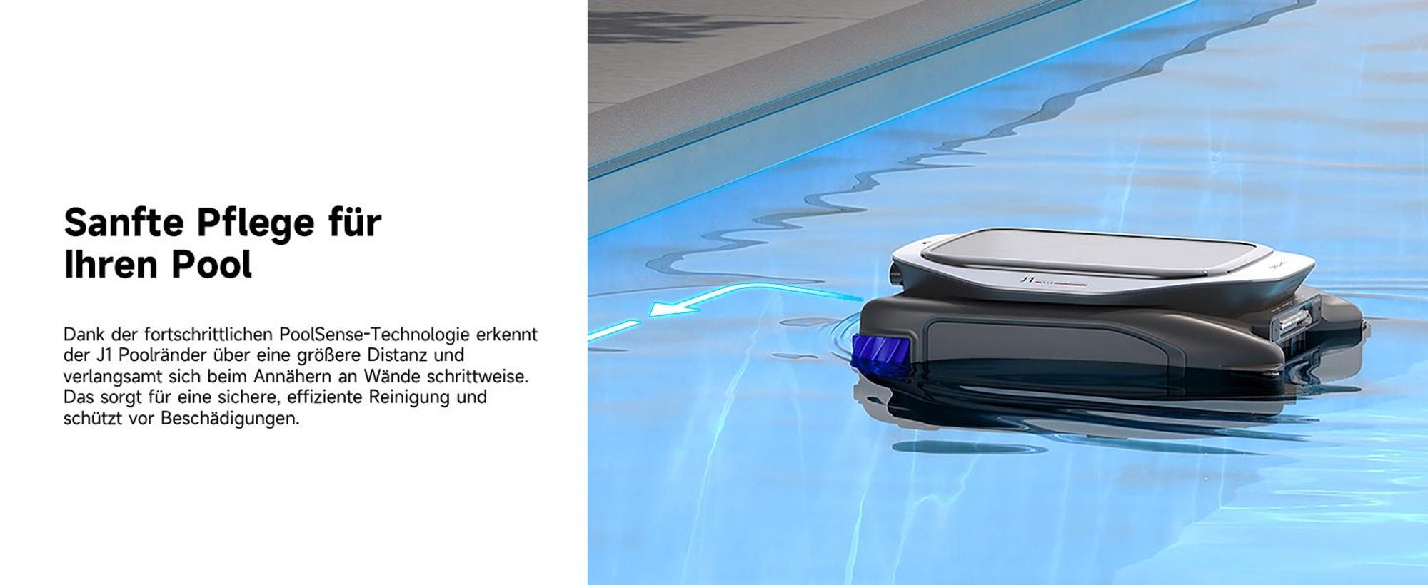 Dreame J1 Roboter-Poolskimmer,Poolroboter PoolSense™,Rundum-360°Reinigung,24/7im Einsatz,Intelligente Routenplanung,intelligente App-Steuerung,Schwarz