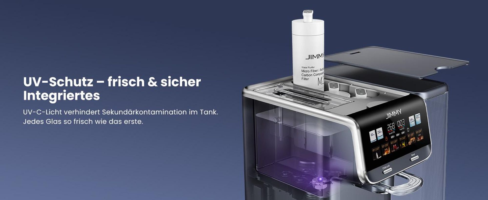 JIMMY Matrix M9 Pro Wasserfilter + S9 Sprudelwassermodul Kombi, Gekühltes Sprudelwasser, 7-Stufen-Filter, 3s-Sofortheizung & UV-C Hygiene