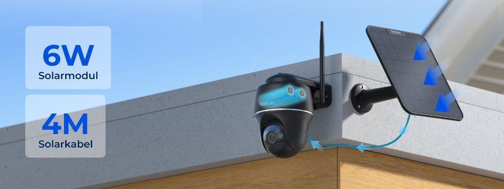 Reolink Argus PT Ultra+Solarpanel x2 mit Home Hub, 4K 8MP Akku Überwachungskamera Set, 5/2,4 GHz, 360° Schwenkbar, mit 64GB SD-Karte, Schwarz