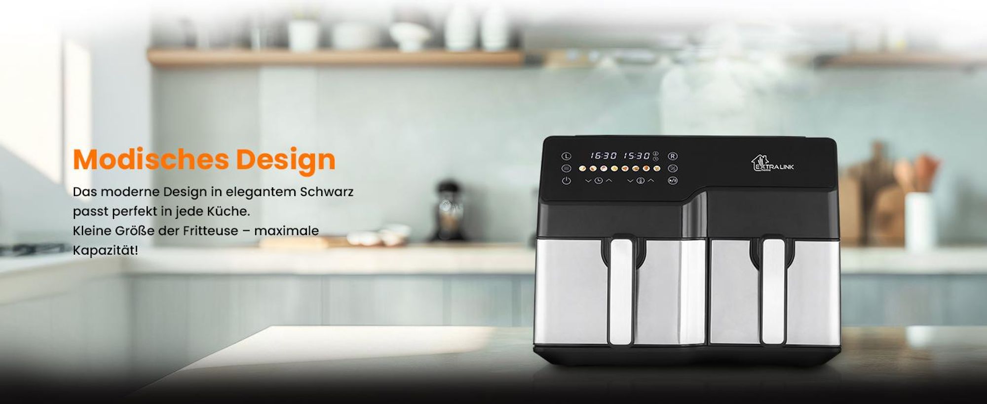 Extralink Air Fryer SJ-1000 10L (6L + 4L), 2500 W, Dual Basket, Heißluftfritteuse