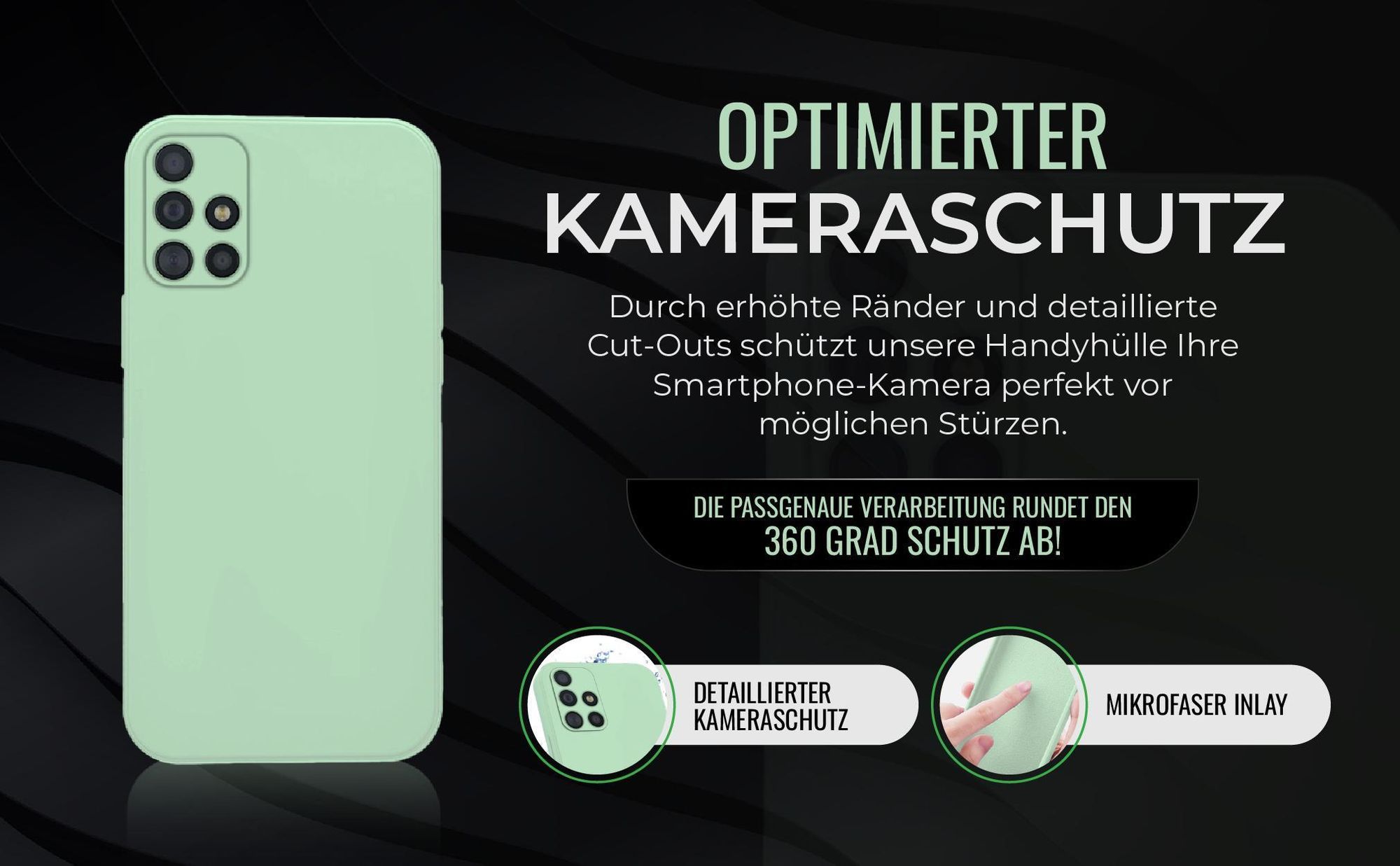 Handyhülle in Türkis für Samsung Galaxy A51 in detailliertem Kamera Cutout