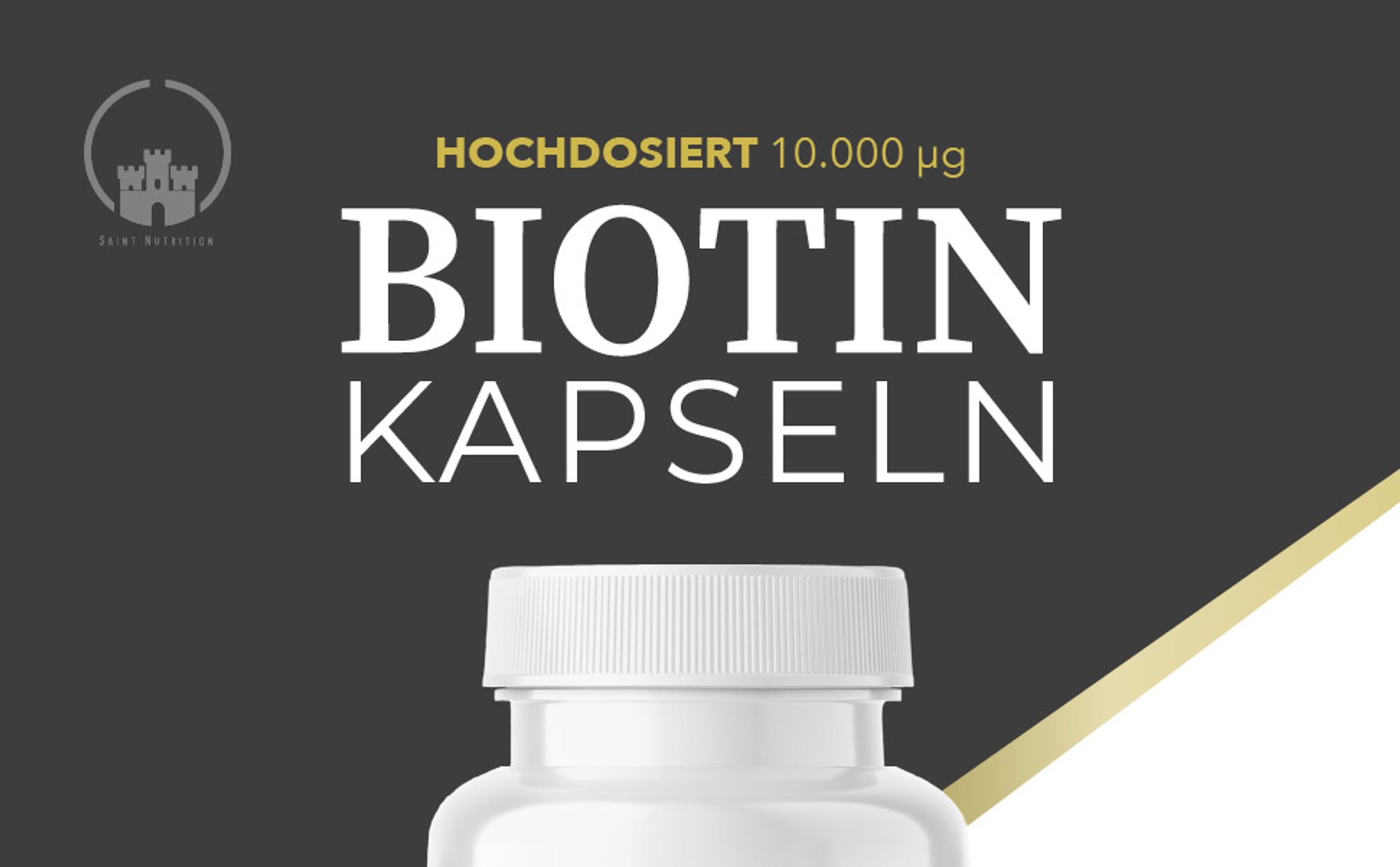 Saint Nutrition® Haut, Haare, Nägel Hochdosiert – Biotin - verbesserte Haut – starke Nägel – Strahlendes gesundes Haar – Vitamin B7