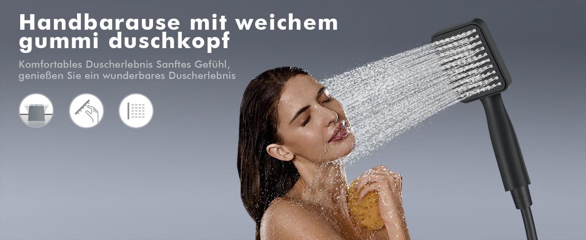 Homelody Duschsystem Schwarz Regendusche Duschset ohne Armatur mit Überkopfbrause Handbrause Duschsäule Duschsystem mit Umsteller eckig Duschsäule für Badezimmer, schwarz