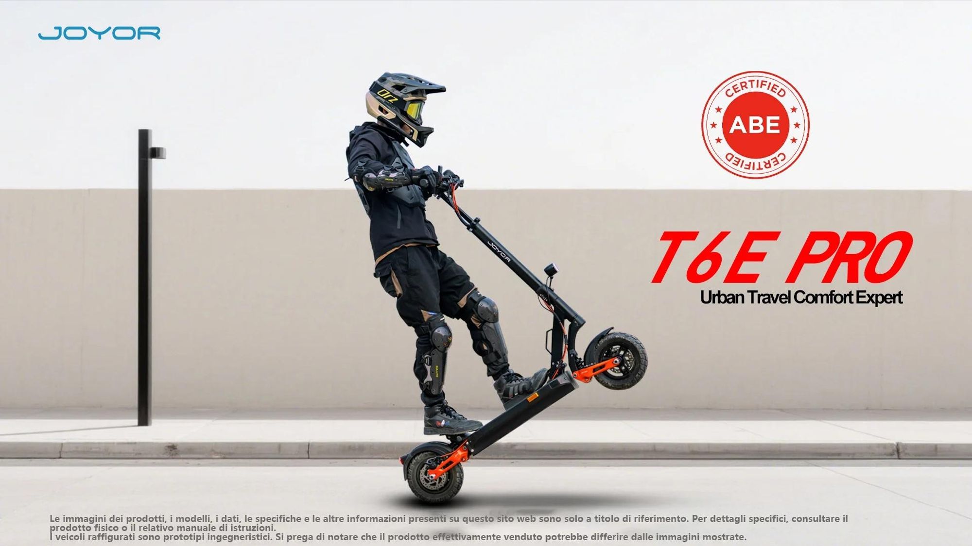 JOYOR T6E PRO Scooter elettrico pieghevole  ABE - Motore 500W Batteria 48V26AH Pneumatici off-road 10" - Nero