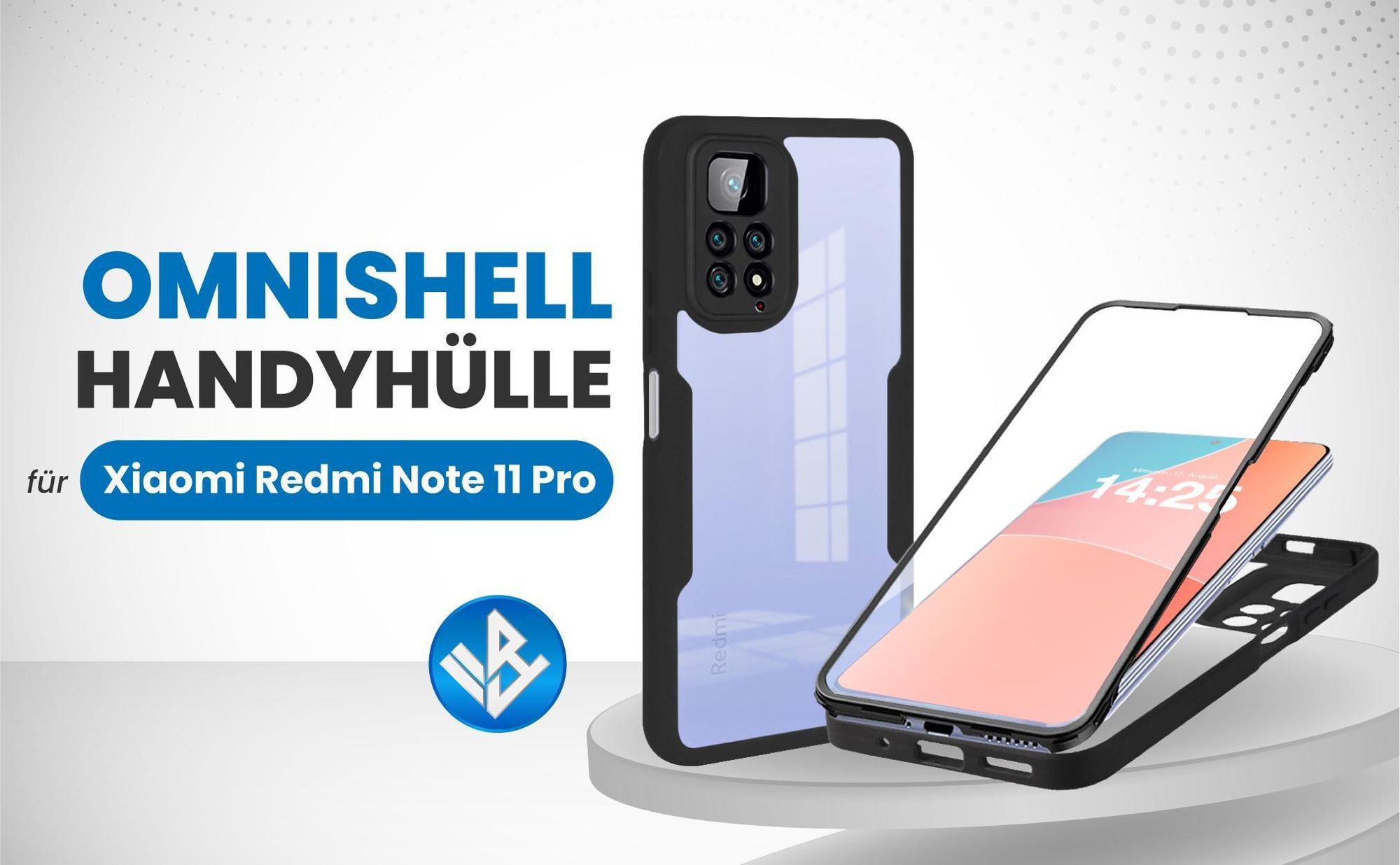 Schwarze 360 Grad Hülle für Xiaomi Redmi Note 11 Pro mit Kameraschutz