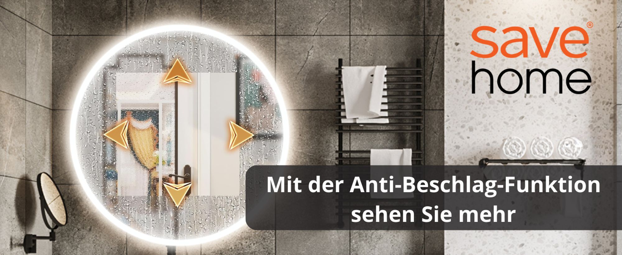 LED Badspiegel Rund 80 cm – Anti-Beschlag, 3 Lichtfarben (CCT), stufenlos dimmbar, Touch Sensor, IP44, rahmenlos moderner Badezimmerspiegel