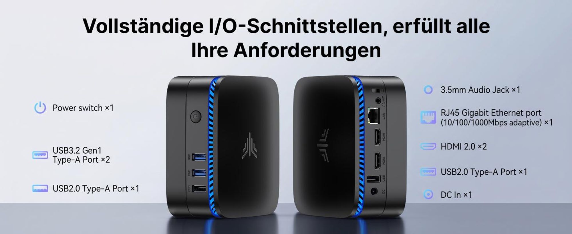 NiPOGi Mini PC Intel Pentium N5030 (bis zu 3,1 GHz) 8GB RAM 256GB SSD met Windows 11 Pro, 4K Dual Display 2× HDMI Mini Desktop PC