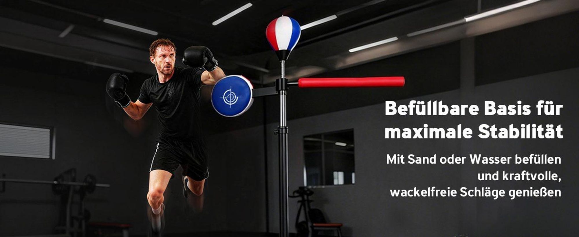 SPORTNOW Boxsack, Boxständer mit Punchingball, Reflexstange, 1,63-2,05 m Höhenverstellbarer Standboxball mit Pratze, Standboxtrainer