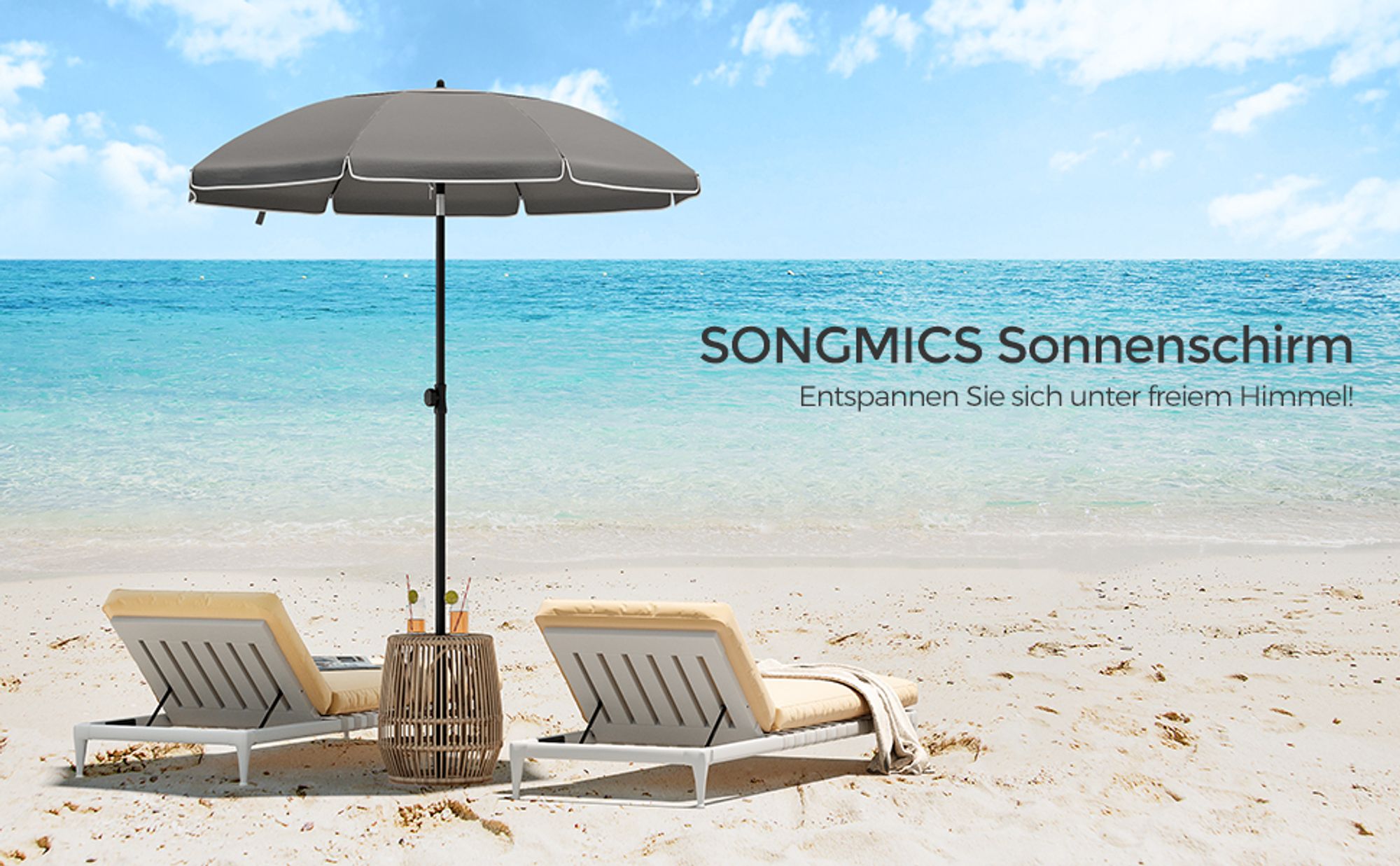 SONGMICS Sonnenschirm Ø 160 cm UPF 50+ mit Tragetasche