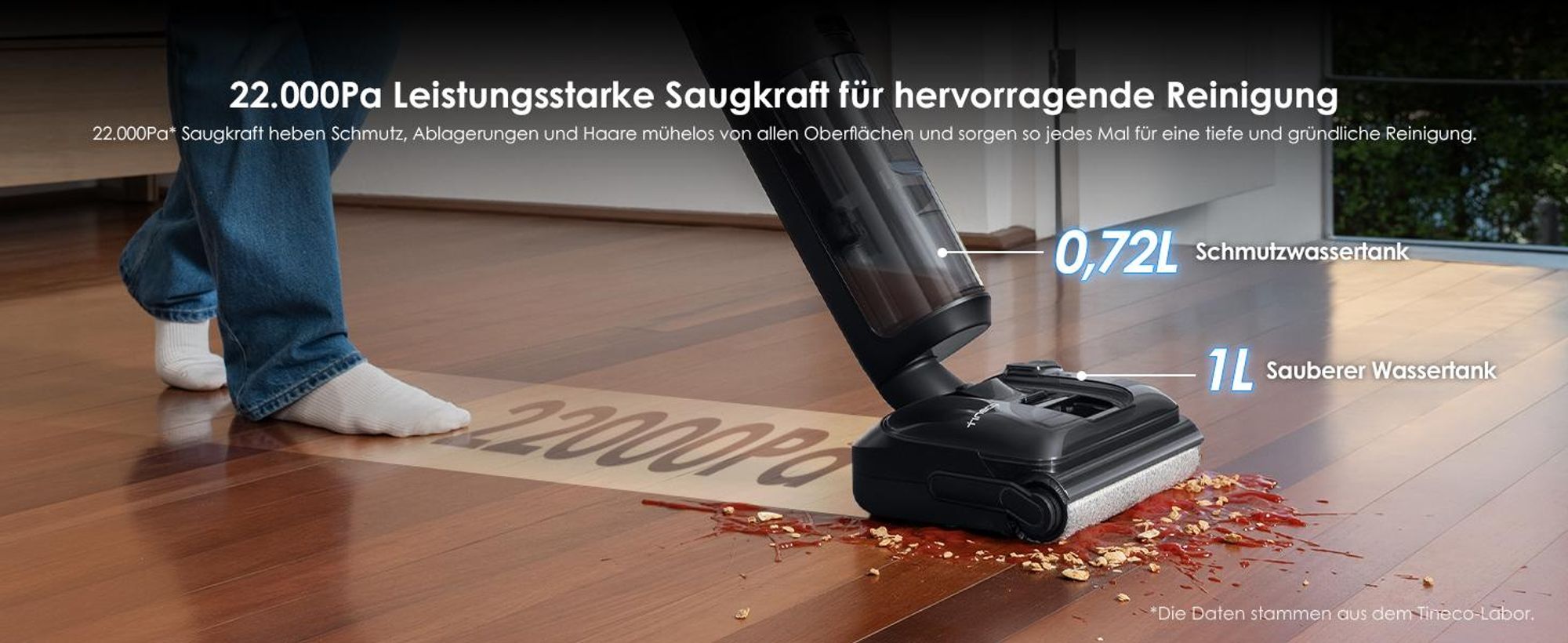 Tineco FLOOR ONE Switch S7 Stretch 5-in-1 Nass-Trockensauger & Akkusauger Set, FlashDry, Anti-Tangle, 50 Min. Laufzeit Multifunktionaler Bodenreiniger