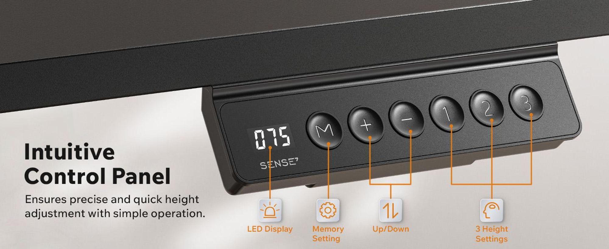 SENSE7 Nojo Výškovo nastaviteľný stôl 140x70 cm Elektrický Tmavohnedý Herný stôl Počítačový stôl Stojací stôl Funkcia pamäte Vzhľad dreva XXL