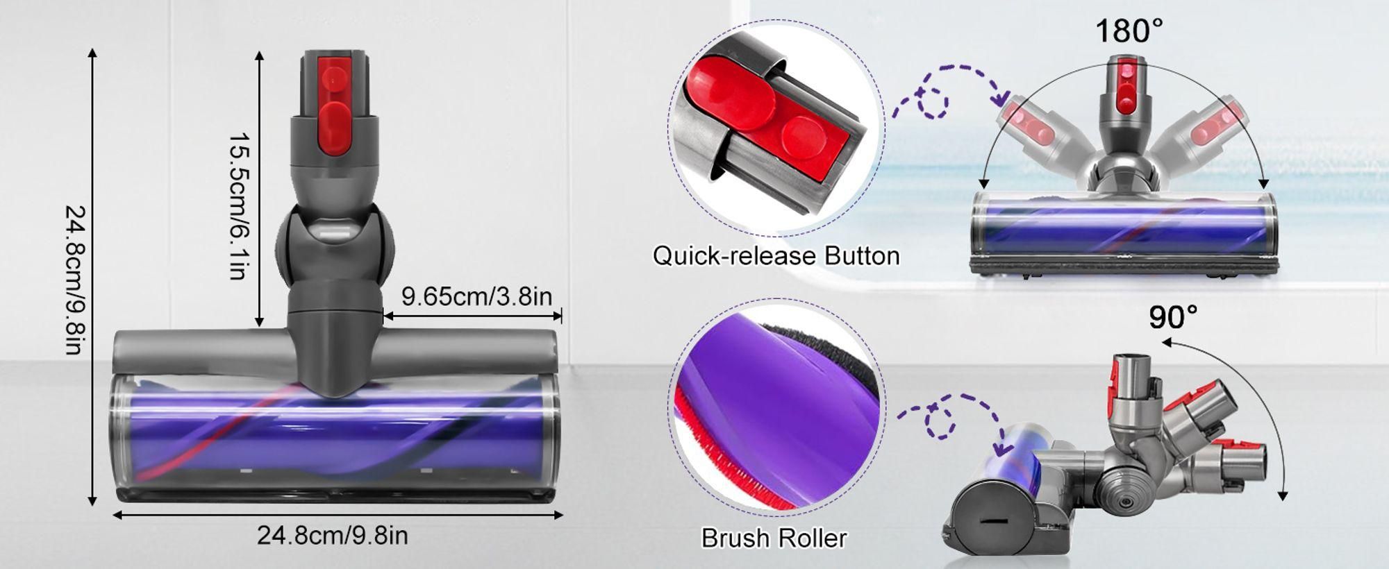 Elektrobürste mit Direktantrieb kompatibel mit Dyson V7V8V10V11 V15-Weiche Reinigungsbürste&Bodendüse für Hartböden-Zubehör für kabellose Staubsauger