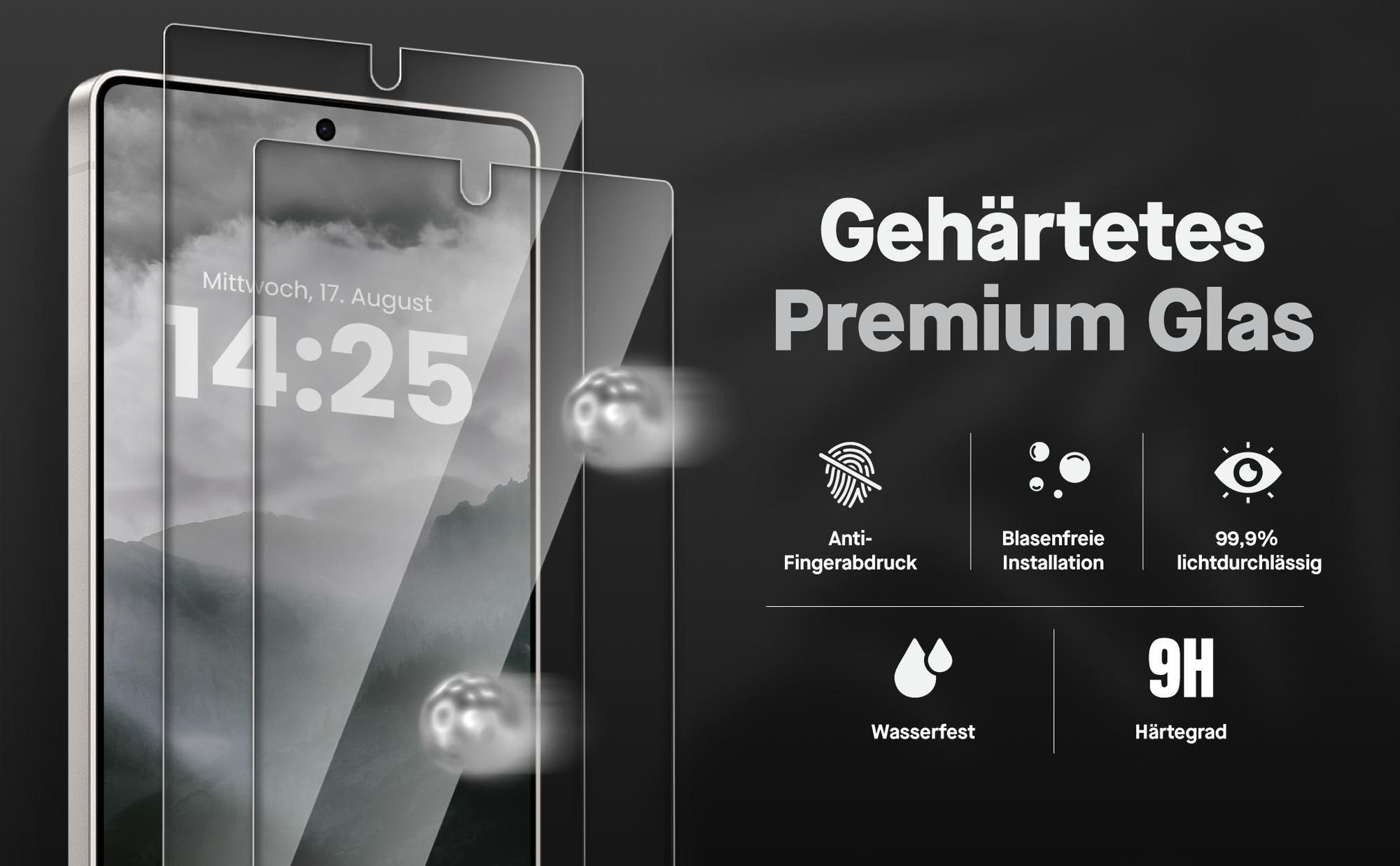 2x Displayschutz aus 9H Glas für Samsung Galaxy S26 Ultra in passgenauem Design