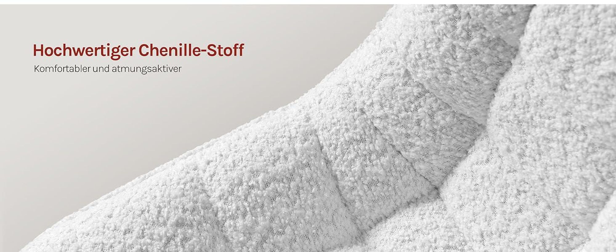WOLTU Schminkhocker Barhocker mit Rückenlehne, aus bequemer Chenille, Metall, Weiß