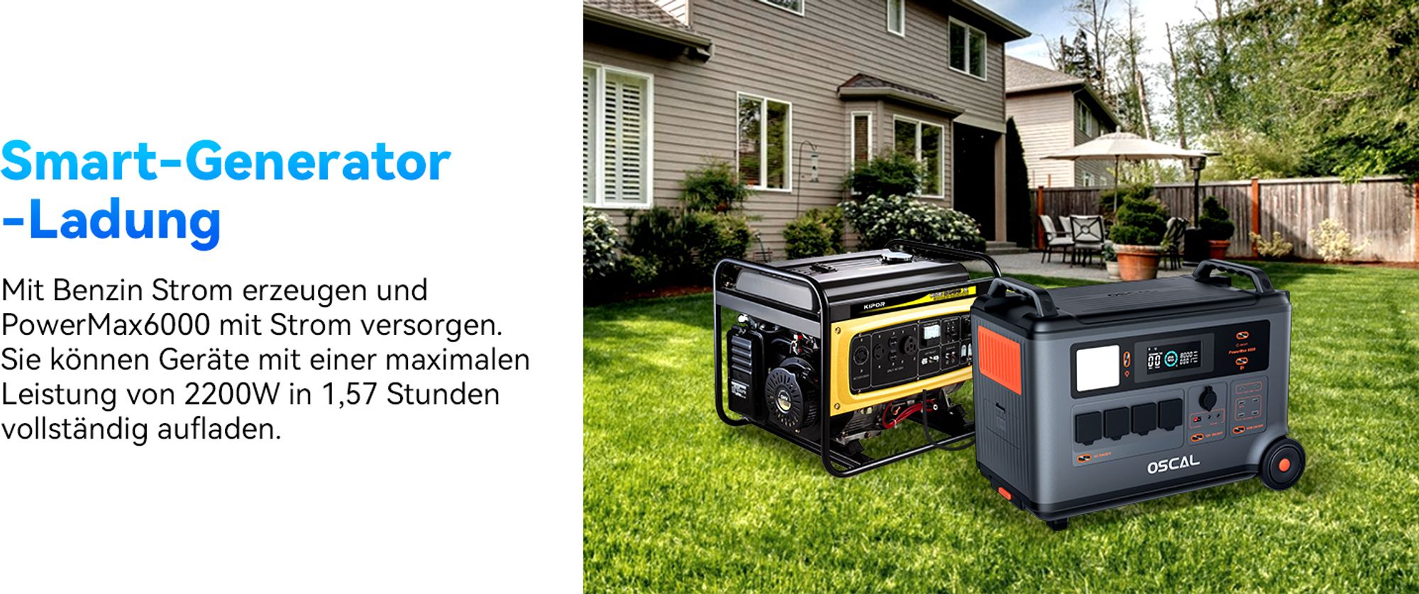 OSCAL PowerMax6000 Tragbare Solarspeicher 3600Wh(6000W) + OSCAL PM400 Plus Faltbares Solarpanel 400W Mobile Solaranlage für Powerstation Solarspeicher