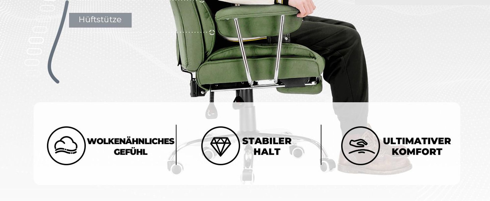 GTPLAYER Gaming Stuhl, Gamer Stuhl, Ergonomischer Bürostuhl mit Fußstütze verstellbare Lenden und Kopfkissen, Gaming Chair Gepolstert, Gaming Sessel
