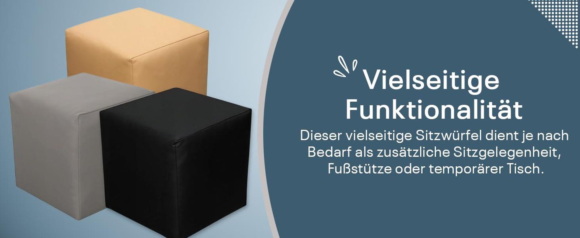 Sitzhocker Sitzwürfel | Bodenkissen Hocker | Sitzwürfel Kunstleder | Fußhocker Wohnzimmer | Sitzwürfel 40x40x40 | Sitzwürfel Holzwerkstoff (Grau)